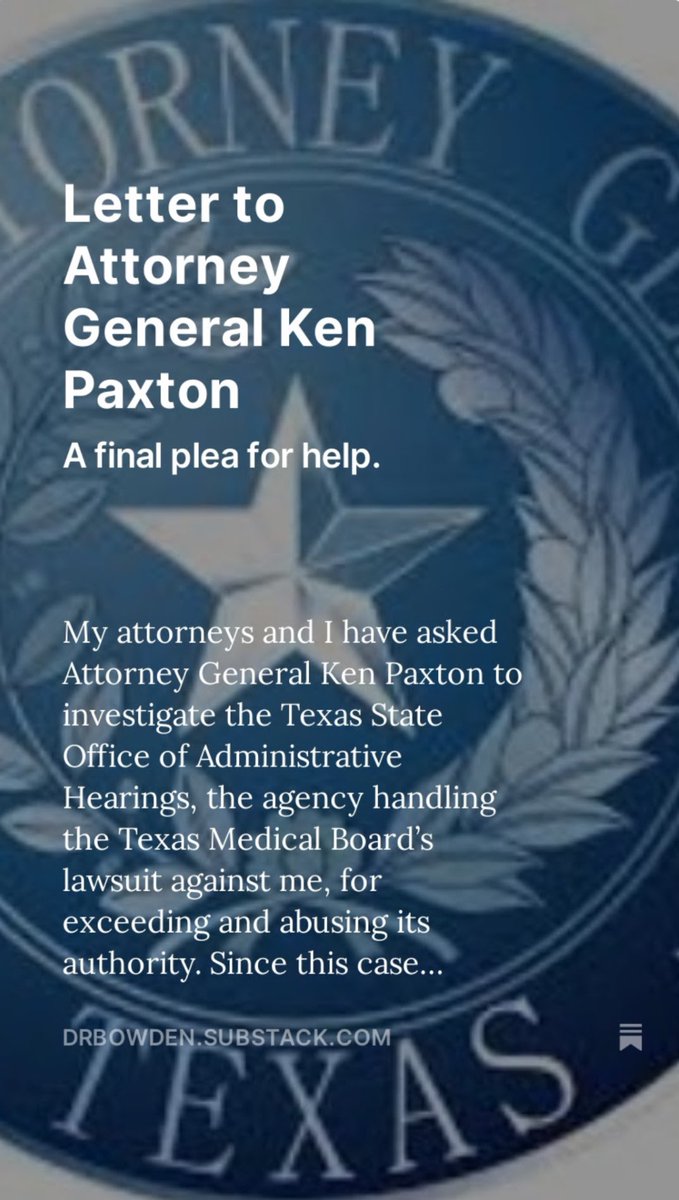 My Hail Mary to <a href="/KenPaxtonTX/">Attorney General Ken Paxton</a>….
14 Pre-trial orders + $175,000 in legal fees defending myself against the Texas Medical Board.
Link in comments.