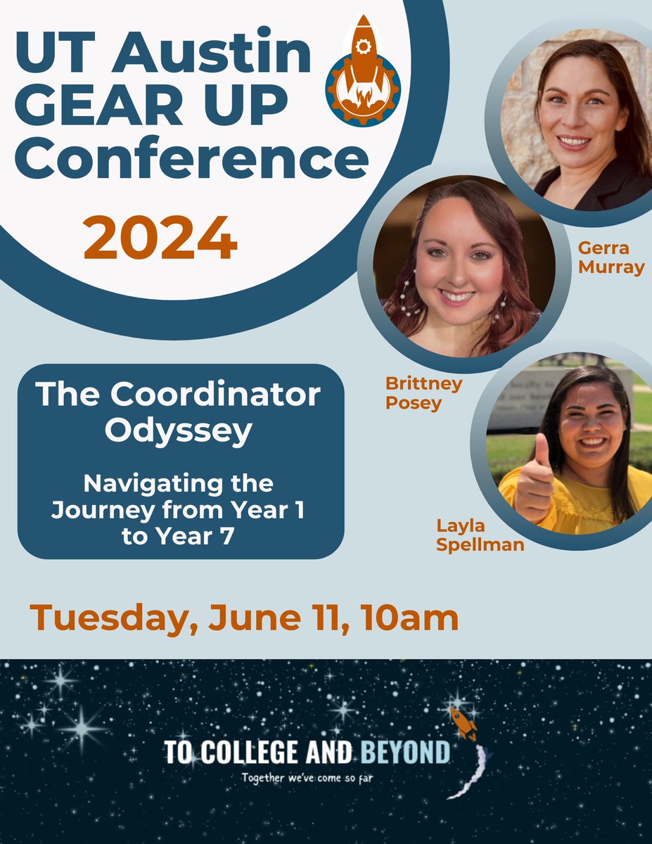 Come check out our presentation of The Coordinator Odyssey. We are exploring GEAR UP best practices - what worked, what we wish we had known, and everything in between! We even have a surprise ending that you can’t miss. See you then!
