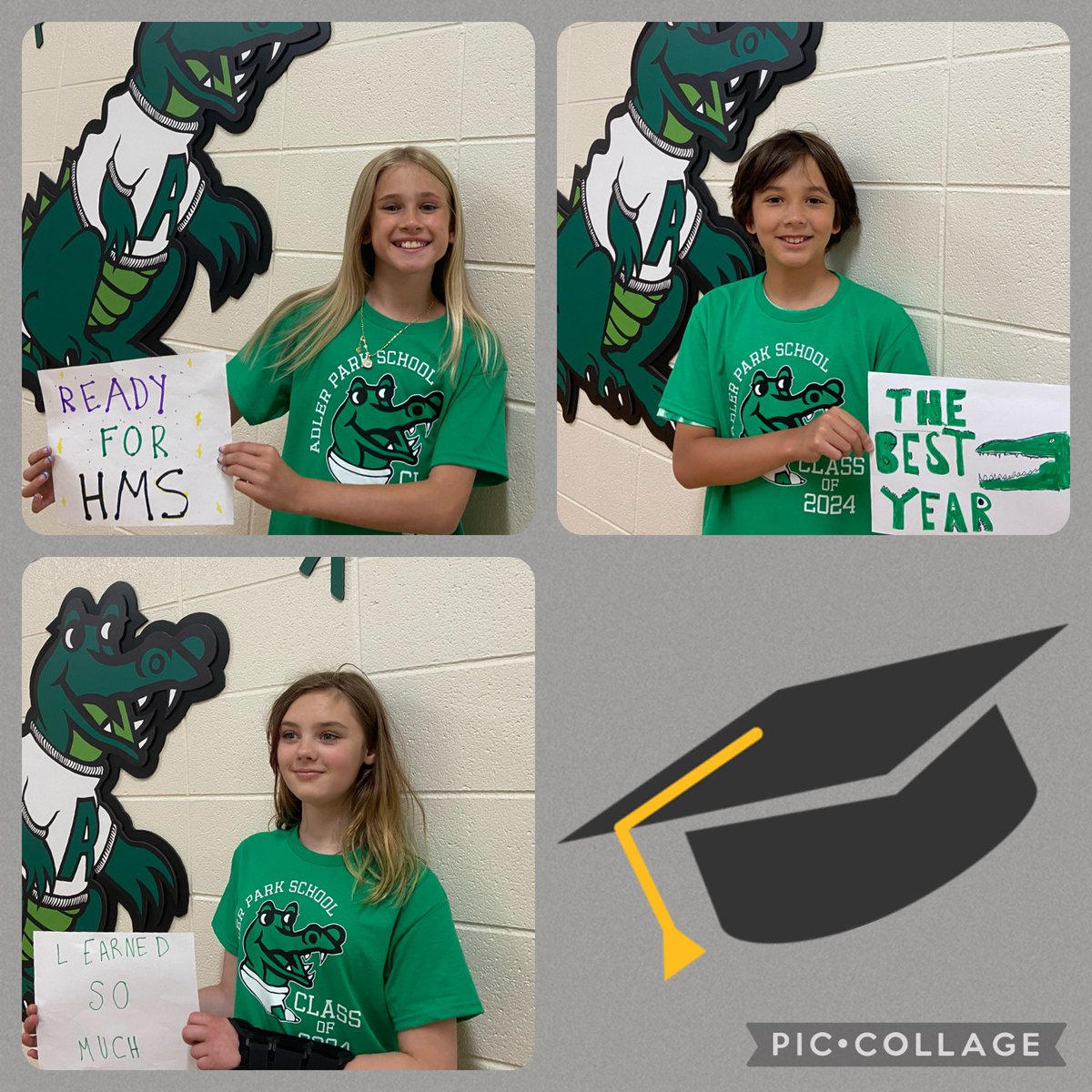 MrsPiskuleD70's tweet photo. Our Year in Three Words! Congratulations 5th graders, and thank you Mrs. Miller and Mrs. Lindsay for joining us for this final farewell  activity! #d70gators #d70shinyapple https://t.co/mM5aKfGKzr