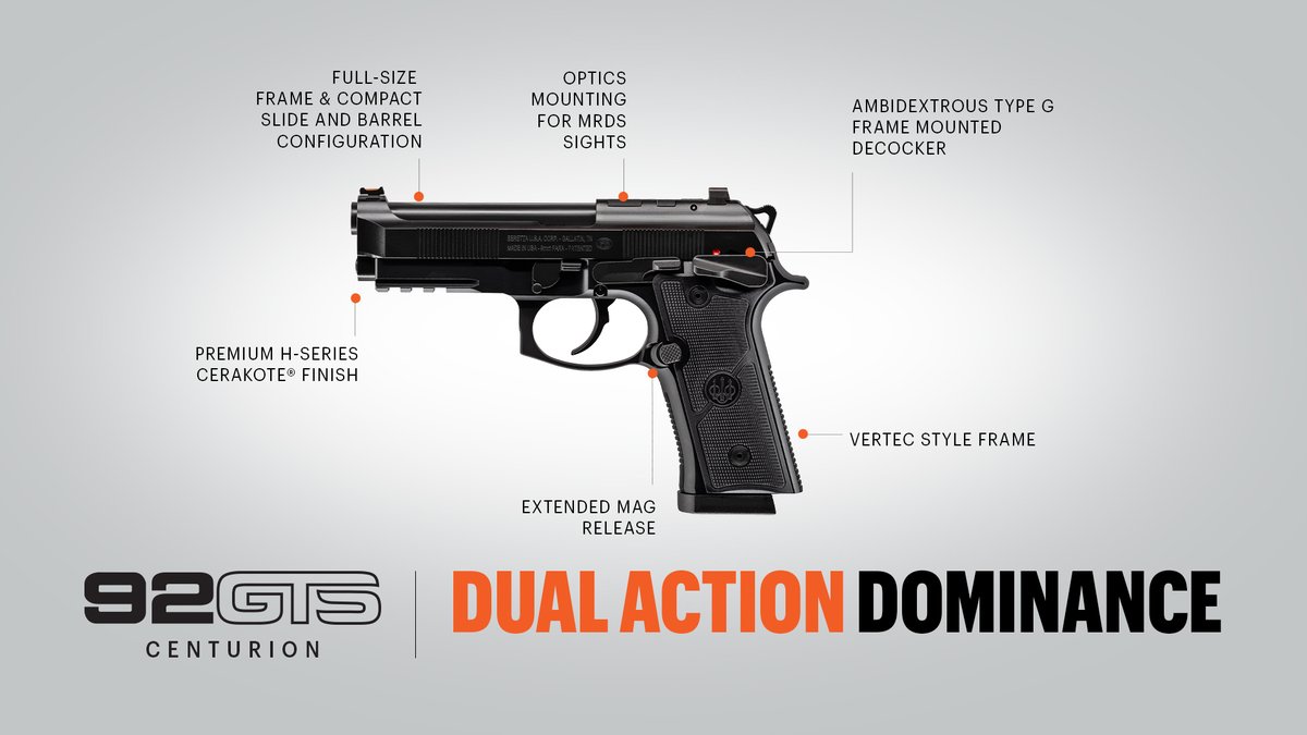 You asked, we listened.👂Introducing the all NEW Beretta 92GTS Centurion.

#Beretta #Beretta92GTS #92GTSCenturion