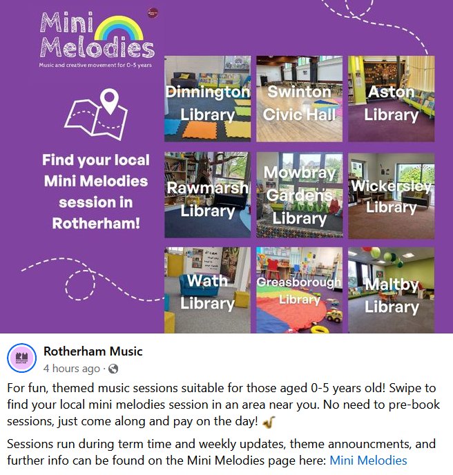 Stag_RosePPG's tweet photo. #dailymusic - Come and join Mini Melodies for 0-5 year olds!

No need to book, drop in on any session.

@RotherhamMusic @RothLibraries
 
#funforlittleones #rotherham #music #community https://t.co/neiRRPSrYF