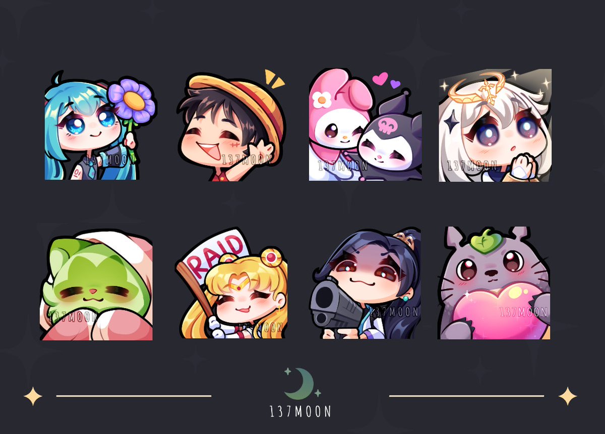 137Moon_'s tweet photo. [F2U] Anime Emotes Pack ✧ (ㅅ´ ˘ `)

I made these emotes last October, It initially was planned to be a 30 Emotes Pack, but since I got sick/bussy I never got to finish the pack, so I'm posting these for free now, and probably adding more in the future! c:

Link bellow ✧˚₊ https://t.co/fw4SqlFSHm