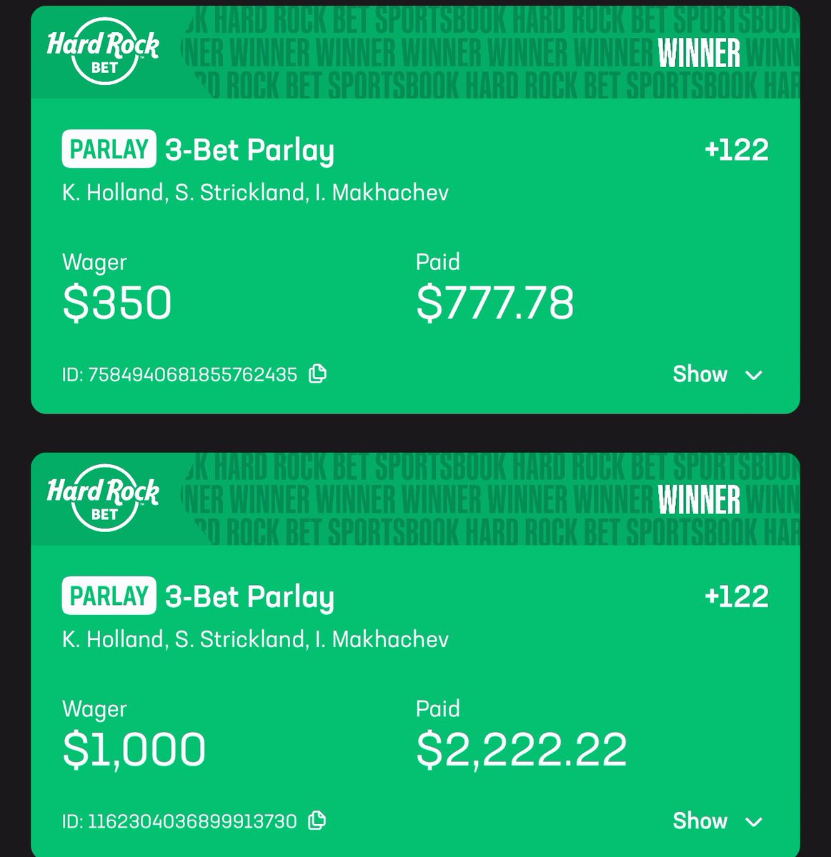 TheMacBets's tweet photo. TO SEE PICKS LIKE THESE JOIN MY FREE DISCORD!!!!

UP 5.8U YESTERDAY 5-7 on MLB. 2-0 ON WNBA. 

LETS GO! 

https://t.co/eJAWip5hD2

#bets #sportsbettingtips #sportsbetting #betting #ufcbetting #hardrockbet #fanduel #draftkings #betmgm #gambling #sports https://t.co/sJvY6T8xBL