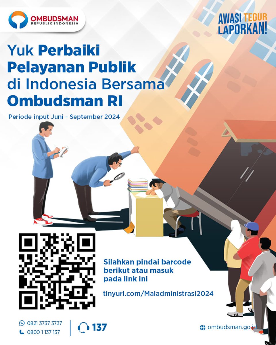 Selamat pagi warga Karanganyar
bantu kami untuk memperbaiki Pelayanan Publik di Indonesia bersama Ombudsman RI dengan cara scan pada barcode yang tertera
Mari wujudkan Indonesia maju !!!