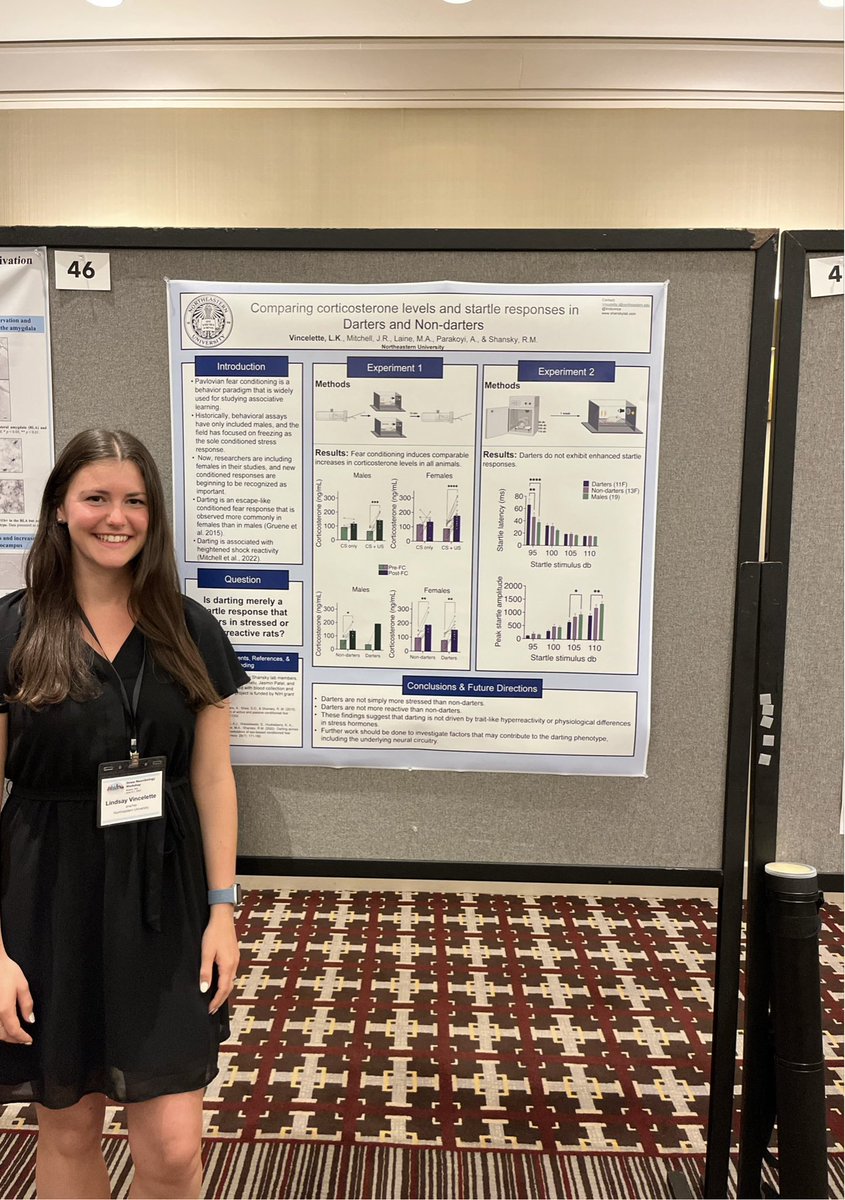 Lindsay Vincelette (@lindsvince) on Twitter photo Such a great experience presenting my data comparing corticosterone levels and startle responses in darters and non-darters at <a href="/StressNeuro2024/">Stress Neurobio 2024</a> today! Such a great experience presenting my data comparing corticosterone levels and startle responses in darters and non-darters at <a href="/StressNeuro2024/">Stress Neurobio 2024</a> today!
