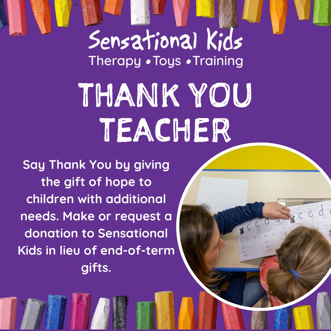 Say Thank You by giving the gift of hope to children with additional needs. Make or request a donation to Sensational Kids in lieu of end-of-term gifts.
Donate €5 (or any amount) via sensationalkids.ie/donate 
For more info, please contact Joy Booth - Joy@sensationalkids.ie