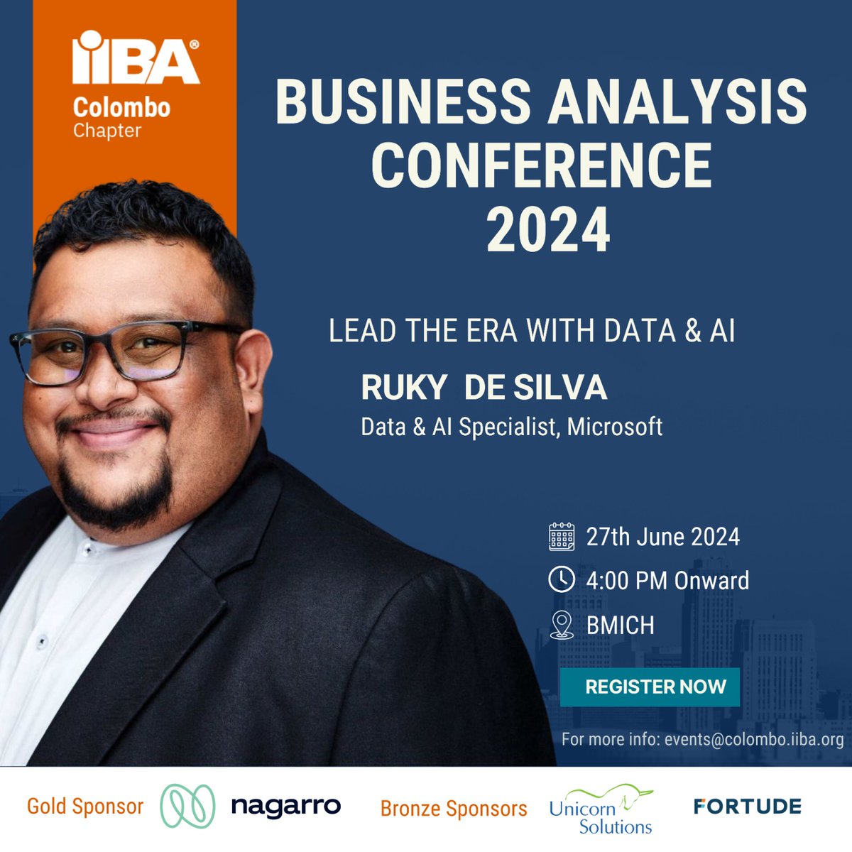 IIBAColombo's tweet photo. We are excited to introduce Ruky De Silva, Data &amp; AI Specialist at Microsoft, as a speaker at the Inaugural Annual Business Analysis Conference hosted by the IIBA Colombo Chapter!
Registration Link: https://t.co/QYSwnUvI9a

#IIBASriLanka #IIBAColombo #IIBA #SLBACon24 https://t.co/41Lvsfa1ux