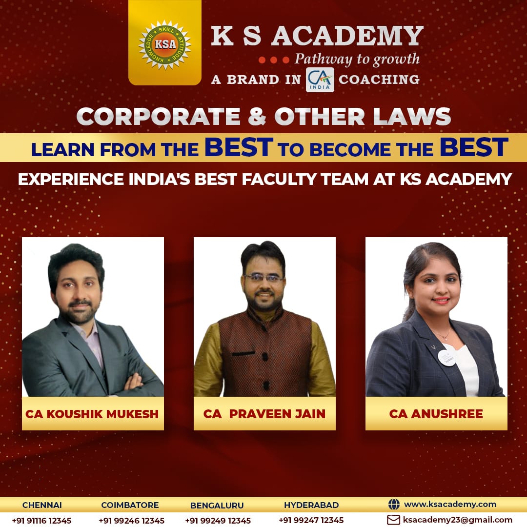 ksacademyca's tweet image. Mind-Blowing Classes for CA Intermediate May-2025 will commence from August month!

Get ready to experience High-Class CA Coaching from Highly Eminent and Experienced Faculty Members! Part 2

Register now; ksacademy.co.in

#caintermediateclasses #caintermediate #ksacademy