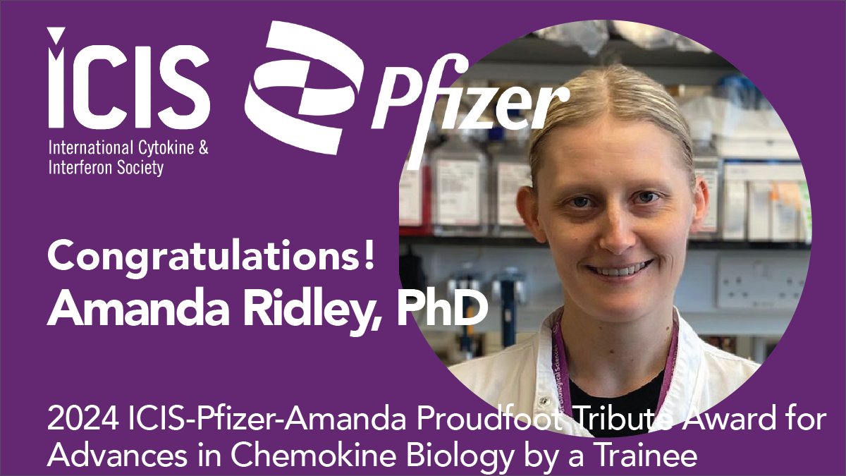 Lydia Becker Institute (@lydiabeckeriii) on Twitter photo 🏆Congrats to Postdoc Dr Amanda Ridley <a href="/AmandaRidleyM/">Amanda Ridley</a> from the <a href="/douglaspdyer/">Douglas Dyer</a> lab on winning the 2024 ICIS-Pfizer Amanda Proudfoot Tribute Award for Advances in Chemokine Biology by a Trainee!
The award will help support writing applications & her career as a chemokine biologist! 🏆Congrats to Postdoc Dr Amanda Ridley <a href="/AmandaRidleyM/">Amanda Ridley</a> from the <a href="/douglaspdyer/">Douglas Dyer</a> lab on winning the 2024 ICIS-Pfizer Amanda Proudfoot Tribute Award for Advances in Chemokine Biology by a Trainee!
The award will help support writing applications & her career as a chemokine biologist!