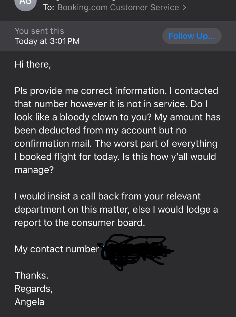 _angiiiiee's tweet photo. @BVCustomerSuprv @bookingcom I believe you can handle this in a better way. I’ll dm my contact number as well. Thanks https://t.co/WAH1MaZLCC