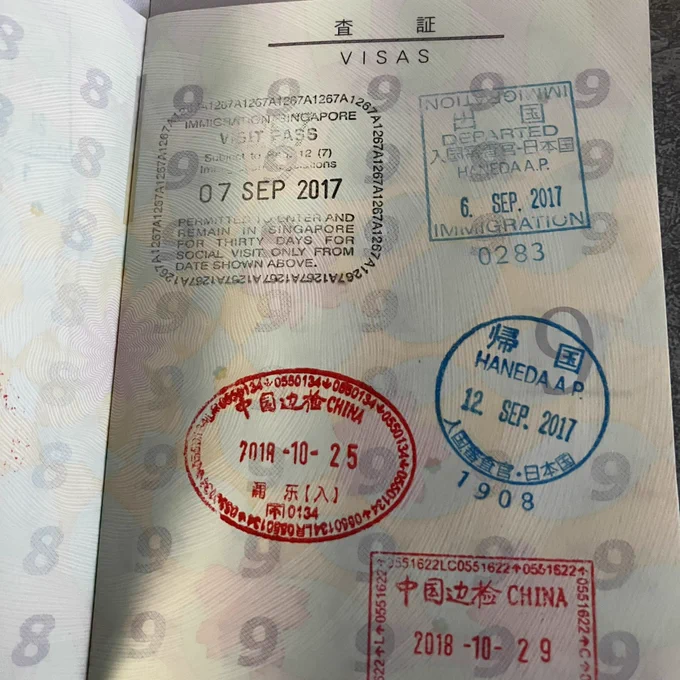 パスポートを更新 査証ページがオシャレなニューデザインになっている♪ 