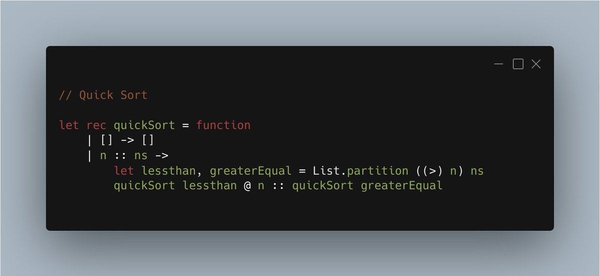 jonas1ara's tweet image. Functional Quick Sort using #fsharp