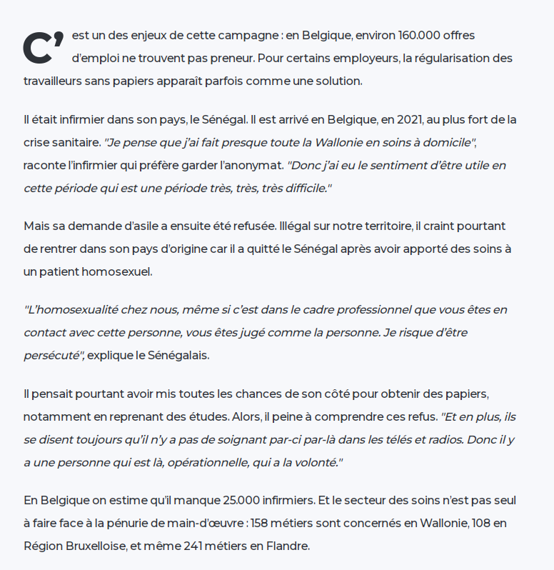 _benm_benm's tweet photo. "La régularisation des sans-papiers est-elle une réponse à la pénurie de main-d’œuvre ?"
Een 3de regularisatiegolf op komst met #vivaldi2. De linkse Waalse propagandamachine RTBF is er alvast mee gestart.
Zelfde fenomeen als 20 jaren geleden toen VB ook de grootste partij was. https://t.co/gfHUB5pWwg