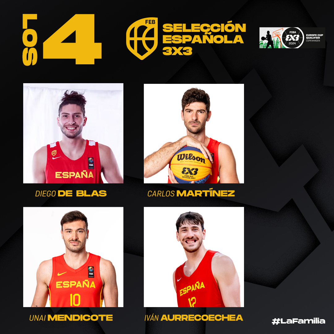 🚨 OFICIAL | Los 4️⃣ de la #SelMAS3x3 🇪🇸 para luchar en el Preeuropeo <a href="/FIBA3x3/">3x3 Basketball | FIBA3x3</a> 👊

📆 7-8 junio
📍 Conpenhague 🇩🇰

#LaFamilia #SomosEquipo