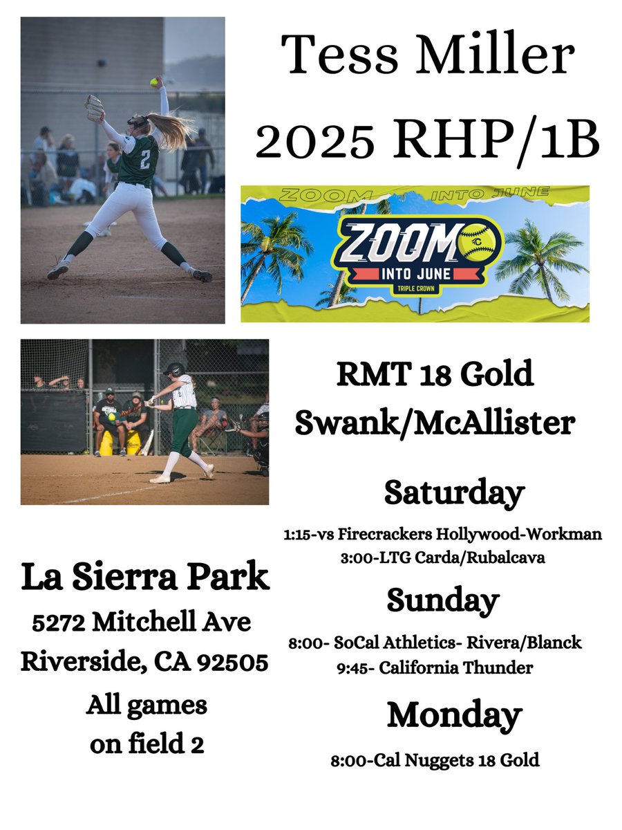 TessMiller2025's tweet photo. @UCR_CoachPalmer Hi Coach Palmer, hoping you can catch a game! https://t.co/qw3tQClcpF