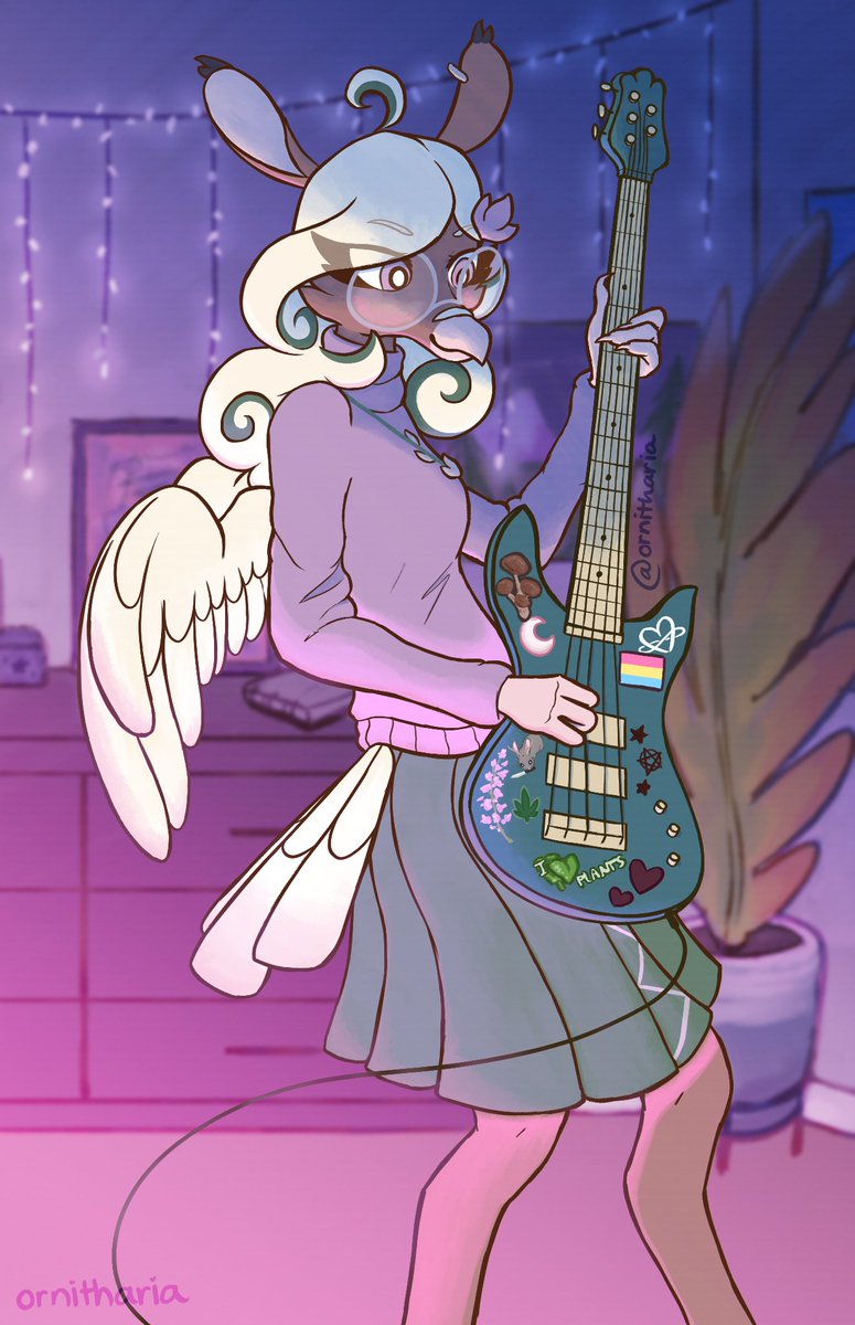 ornithari_'s tweet photo. 🎶she plays bass, she plays bass...🎶
happy pride month btw!
#originalcharacter #characterdesign #oc #anthroart #furryart #furryoc #originalcharacterart #digitalart #furry #perytonoc #originalartwork #pride https://t.co/yBRAV9uSyb