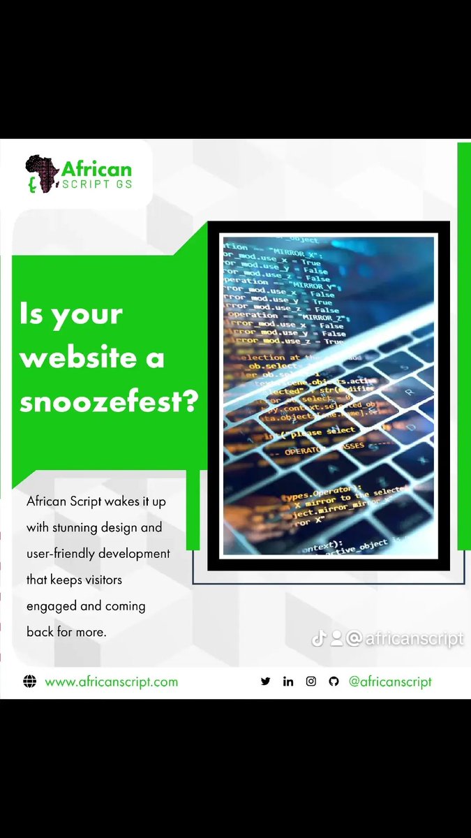 africanscript's tweet photo. Stand out from the online crowd. African Script designs websites that are as unique and captivating as your brand. We don't just create websites, we craft digital experiences that tell your story and drive results. #AfricanScript #WebDesign #StandOutOnline https://t.co/J5UOccVY89