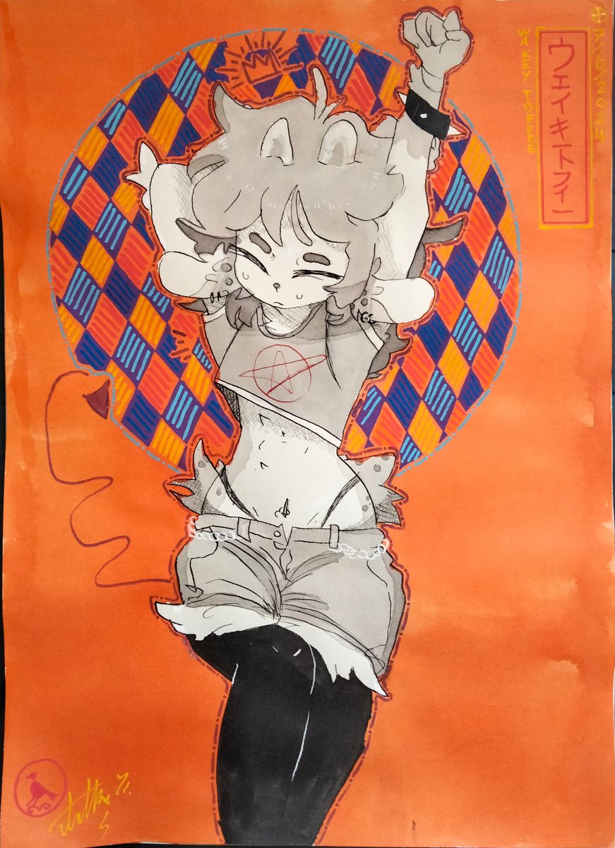 Wakey Toffee,Pen,inks,watercolor and paint markers on paper. Original art by <a href="/BleatBrew/">⛧DemonGoat⛧</a> 
Original post on Pinterest by KitKat/Kitty