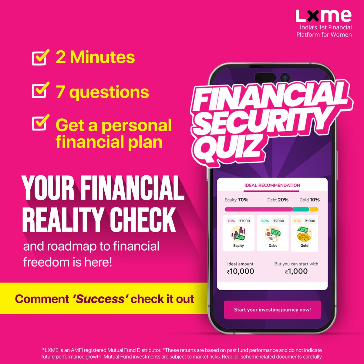 LXMEofficial's tweet image. We know you are in the mood to take care of your financial health!💰
Click on the link to sort out your finances with LXME’s Financial Security Quiz.
lxme.onelink.me/95JV/Investmen…

#LXME #FSQ #FinancialSecurityQuiz #NewLaunch #quiz #quiztime