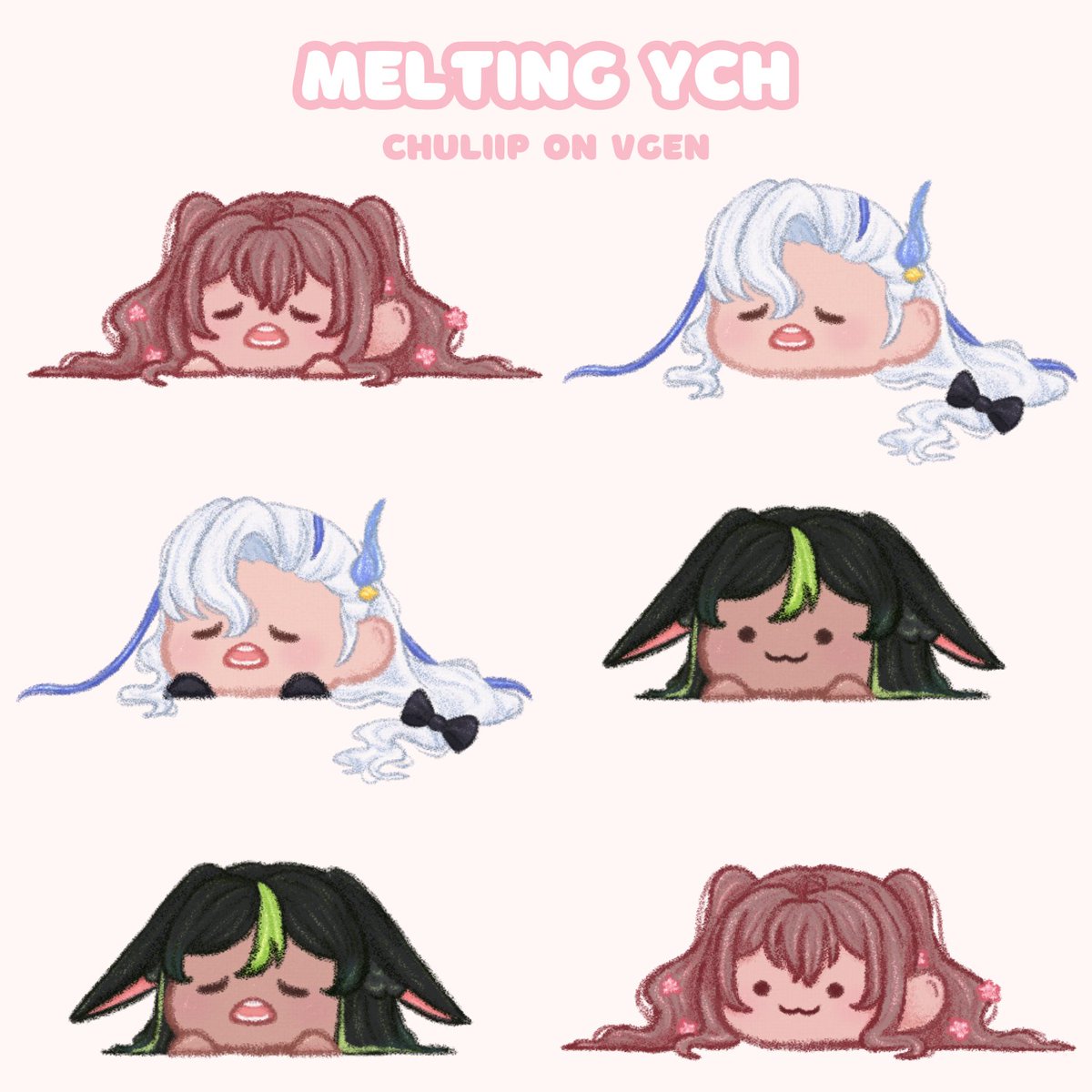 _chuliip's tweet photo. Melting YCH comms are now open on my VGen✨

🌷5$ each 
🌷Skeb style
🌷 Includes all 4 versions (2 expressions + hands/no hands)

Rts are much appreciated! #VGenOpen

VGen below~ https://t.co/zJzHaH6eBm