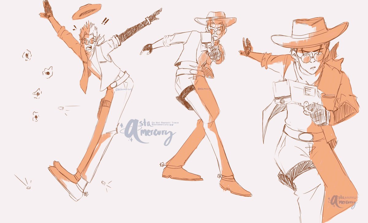 astamercury_'s tweet photo. Vash sketchies bc i love this idiot and i wanted a reason to practice drawings poses with guns #Trigun #illusrtationart https://t.co/zP8Dsrb2LS