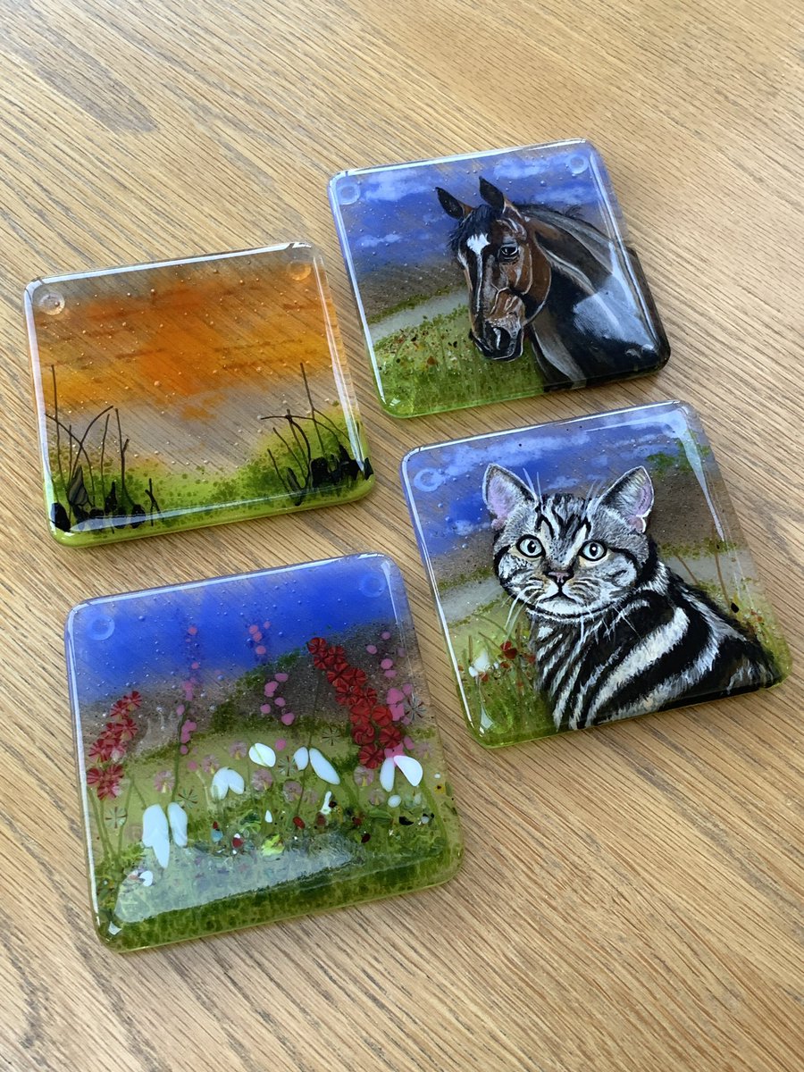 FiredGlass1's tweet photo. Our latest commissioned coaster set finished and ready to post to our customer #commission #coasters #fusedglass https://t.co/mANJ1lrlaL
