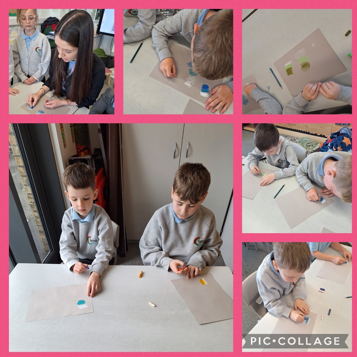 GarnockPrimary's tweet photo. We are still learning about visual elements with Miss Currie. Last week, we learned about form, using clay models, to look at where the shadows are. This week's focus was texture, using oil pastels and paints. #mixedmedia #visualelements #CreativityUnleashed @GarnockCampus https://t.co/SBmgbHY2cu