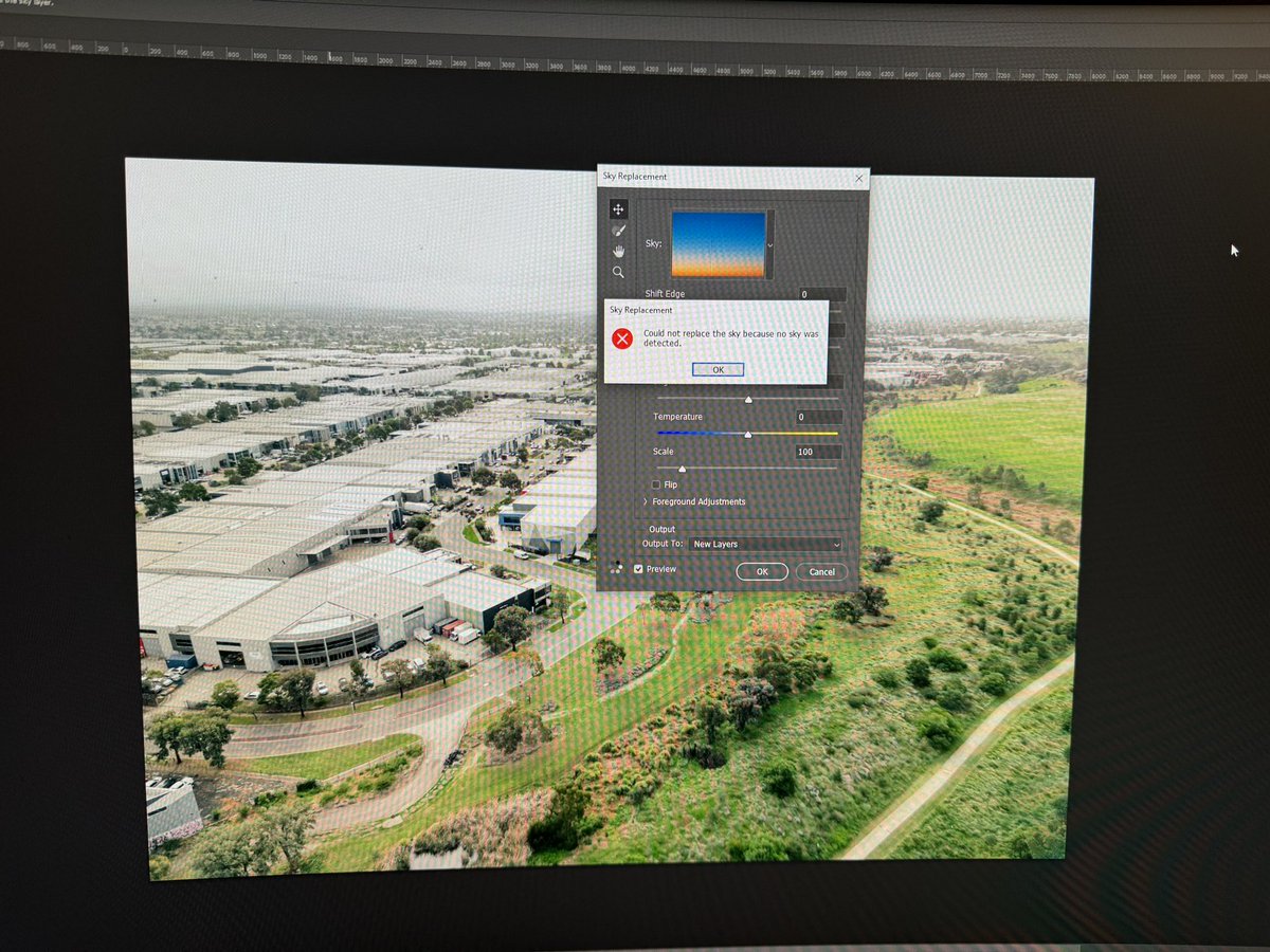 JohnRathee's tweet photo. @Photoshop why I am unable to replace sky in my drone shots ? https://t.co/u1oYFZ4EJy