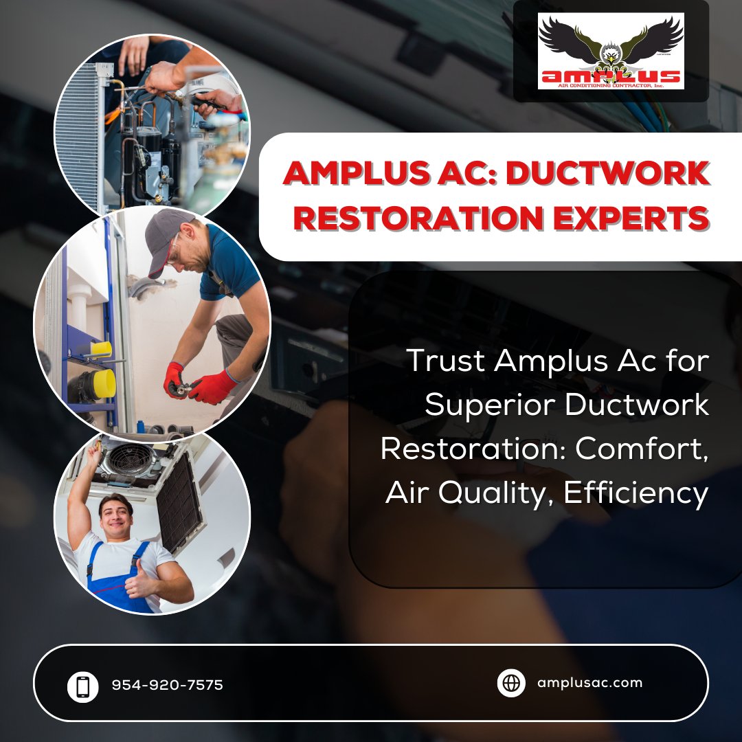 Amplusair's tweet photo. Amplus AC: Your ductwork restoration experts for fresher, cooler air.

#HVACSolutions #FloridaLiving #ComfortEverySeason #TopNotchServices #ElectricalServices #StayCool #HomeComfort #FloridaHVAC #ExpertTechnicians #CallNow #HVACexperts #EfficiencyMatters #ReliableComfort https://t.co/n67MckLXBp