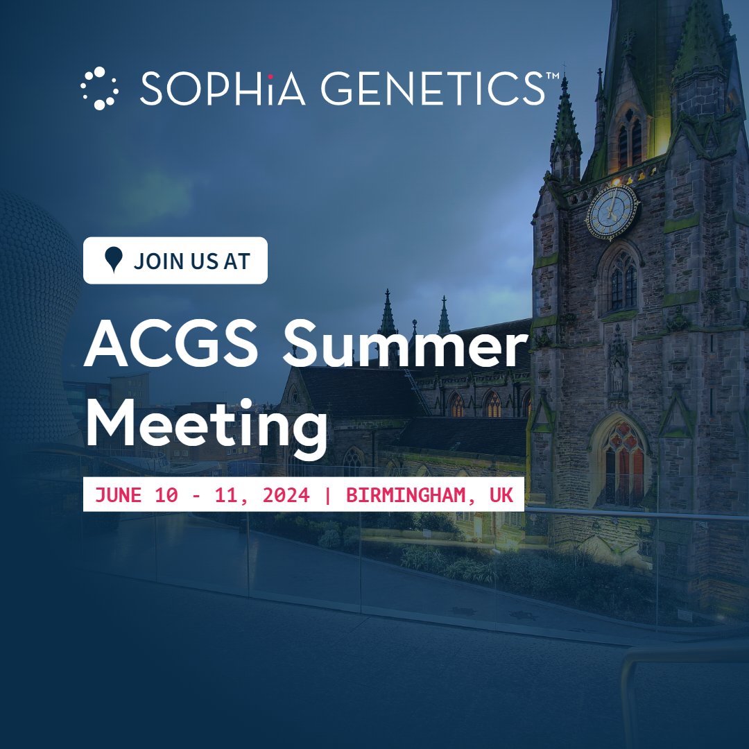 SOPHiAGENETICS's tweet photo. ๐ฌ๐ง Next station...Birmingham, UK!
Join us at the ACGS Summer Scientific Meeting 2024 at the ICC in Birmingham at 10-11 June!
#ACGS #clinicalgenomics #genomics #datadrivenmedicine #AIinHealthcare https://t.co/DJ0WXJQXqU