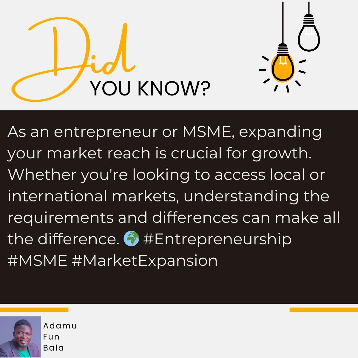 afbala's tweet photo. Expand Your Reach: Unlocking New Markets for Your Business: #Entrepreneurship #MSME #MarketExpansion https://t.co/QgVpnNWUZH