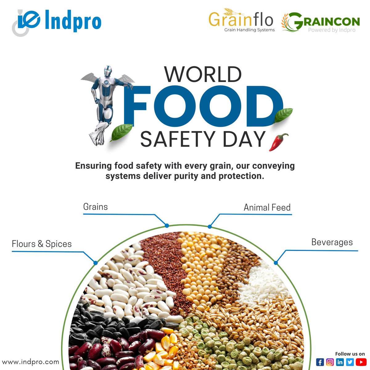 Indpro_Engg's tweet photo. Happy World Food Safety Day! 🌾 

 #WorldFoodSafetyDay #FoodSafety #PneumaticConveying #food #CleanAndSafeFood #indpro #foodsafetystandard #foodhygine #foodsafteyday2024 #graincon #grainconveying #grainconveyor #grainflo #spiceshandling #spices #flour https://t.co/pmQ4bdHl8Z