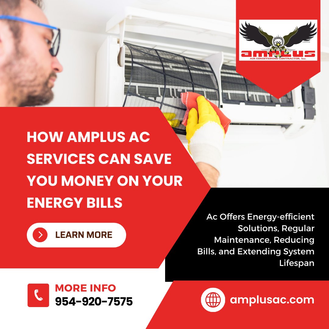 Amplusair's tweet photo. Cut costs, stay cool. Amplus AC services save you money! 

#EnergySavings #HVACSolutions #FloridaLiving #ComfortEverySeason #TopNotchServices #ElectricalServices #StayCool #HomeComfort #FloridaHVAC #ExpertTechnicians #CallNow #HVACexperts #EfficiencyMatters #ReliableComfort https://t.co/4xGgaDaB4s