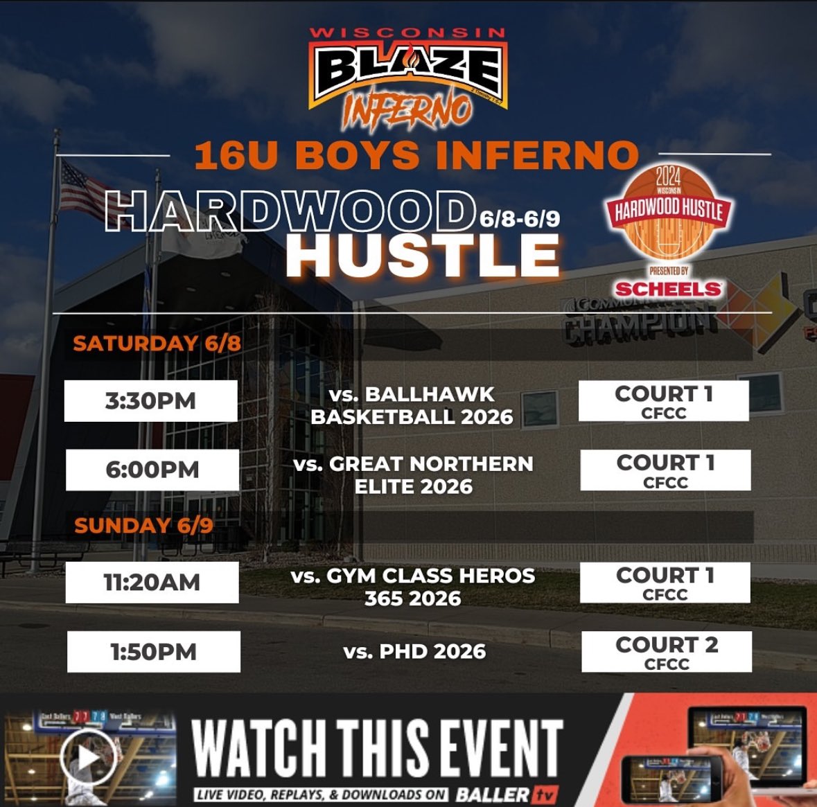 Cohen Hoffmann (@cohenhoffmann10) on Twitter photo Schedule for the #HardwoodHustle this weekend at the <a href="/ChampionCtr/">Community First Champion Center</a> in Appleton‼️ Schedule for the #HardwoodHustle this weekend at the <a href="/ChampionCtr/">Community First Champion Center</a> in Appleton‼️