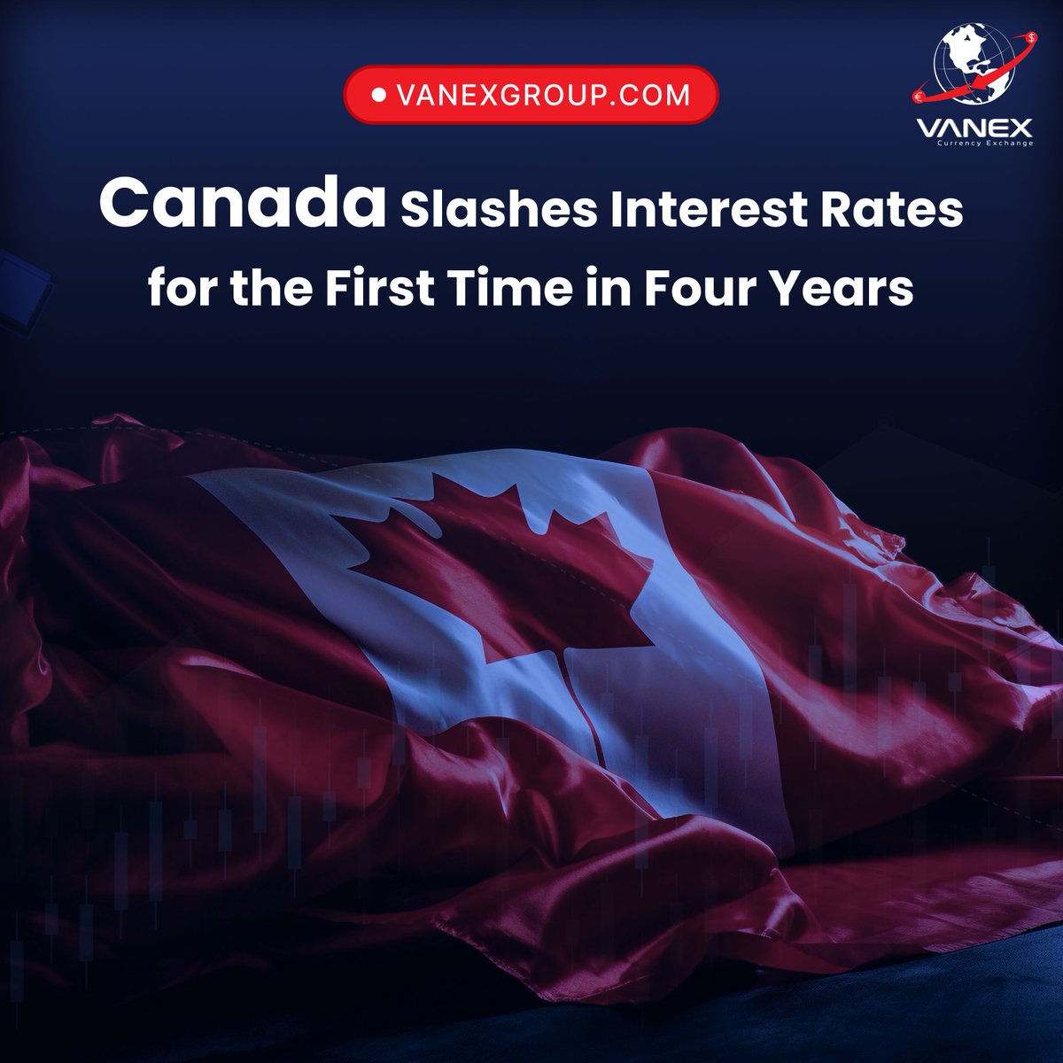 VanexGroup's tweet photo. *Canada Slashes Interest Rates for the First Time in Four Years*

"Stay ahead of the curve with real-time market news and analysis. Follow us for the latest updates and insights into global financial trends. 
https://t.co/PstCcXsohG 
#MarketNews #Finance #Investing" https://t.co/Pww62eIzYU