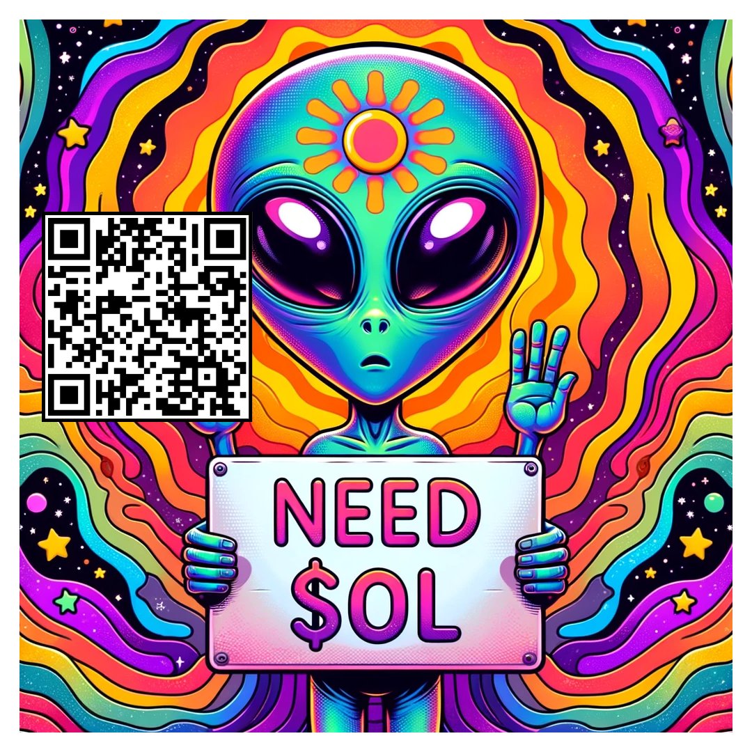 ShowMemeSol's tweet photo. 👽🌈 Even aliens need some $SOL to keep their spaceship running. Help a cosmic traveler out! 🙏✨ #Solana #CryptoAid #SpaceHustle https://t.co/baoKteD6qt