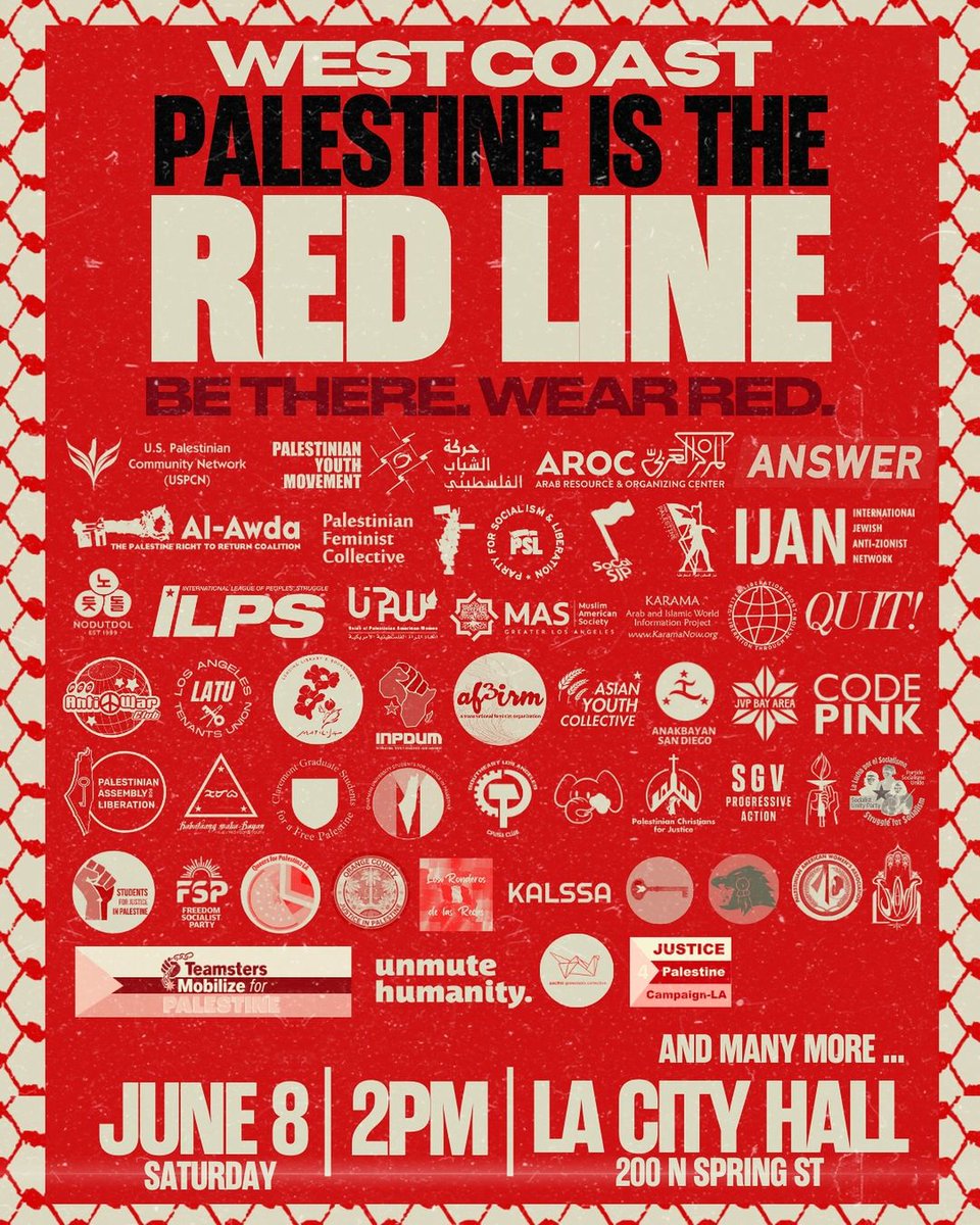 🛑 Biden, We Are Your Red Line!

From LA to DC, all out for #Palestine!

#WashingtonDC: Lafayette Square at 12 PM EST and The Ellipse at 4 PM EST

#LosAngeles: LA City Hall at 2 PM PST