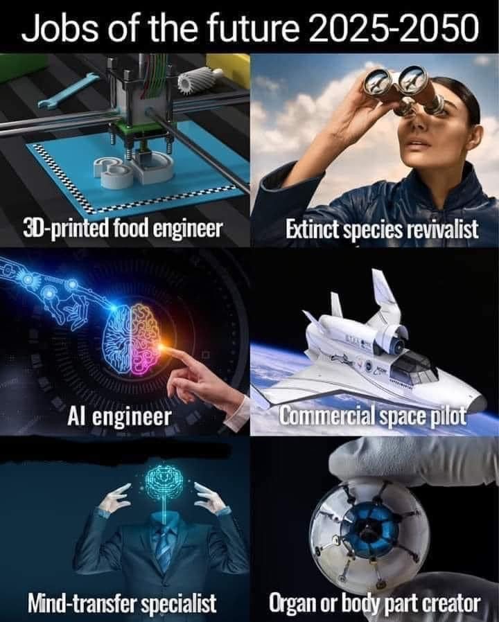 alvinfoo's tweet image. Jobs of the future… our kids will be taking up one of these roles 😁