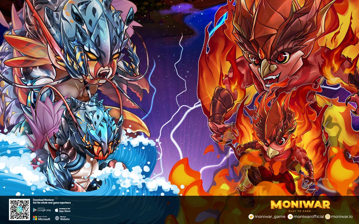 💥In the magical world of Moniwar, there are two opposing elements: Water and Fire, each possessing immense and unique powers.