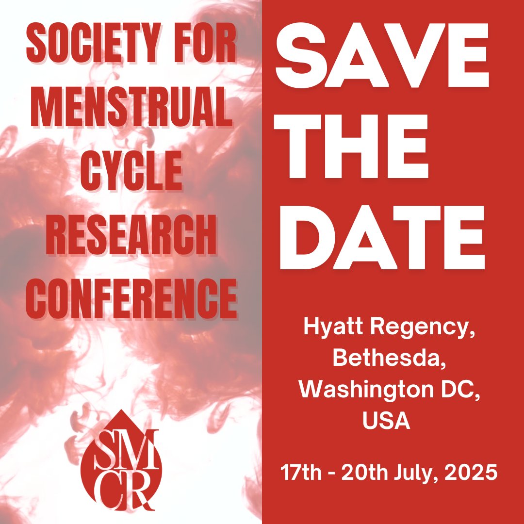 📅 SAVE THE DATE! Join us at the SMCR 2025 conference! July 17th to 20th at Hyatt Regency, Bethesda, Washington DC. 

Calling all researchers, healthcare providers, policymakers, advocates, artists &amp; students!

Visit our website for updates: menstruationresearch.org/conferences/

#SMCR2025