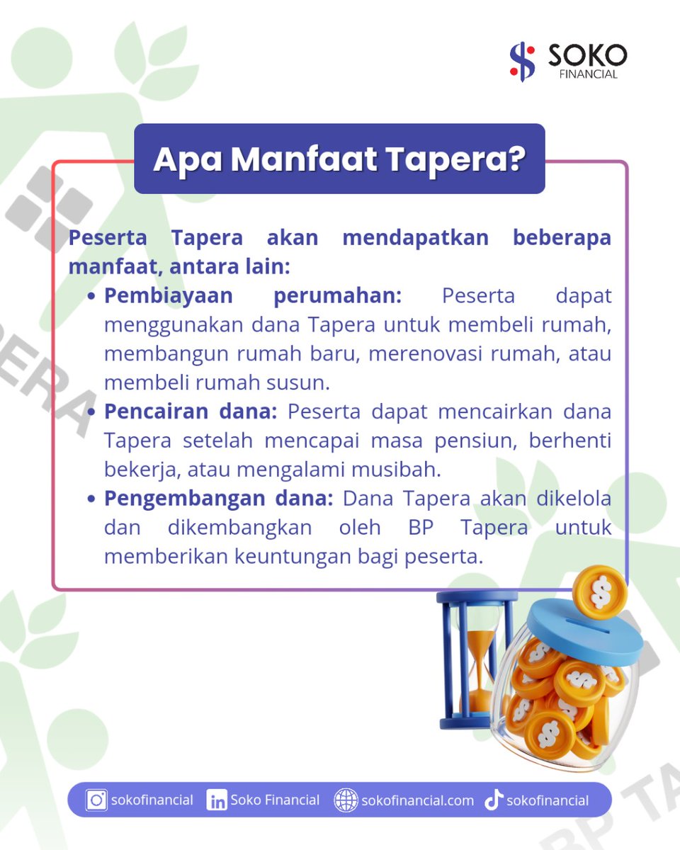 sokofinancial's tweet photo. Tapera, Tabungan Perumahan Rakyat, kembali menjadi sorotan dan perdebatan. Tapi, apa sih Tapera? 🤔 Program ini diusulkan sebagai solusi baru untuk membantu rakyat Indonesia memiliki rumah impian mereka.

#Tapera #PerumahanRakyat #RumahImpian #SokoFinancial #SobatSoko https://t.co/r3D581Q6l5
