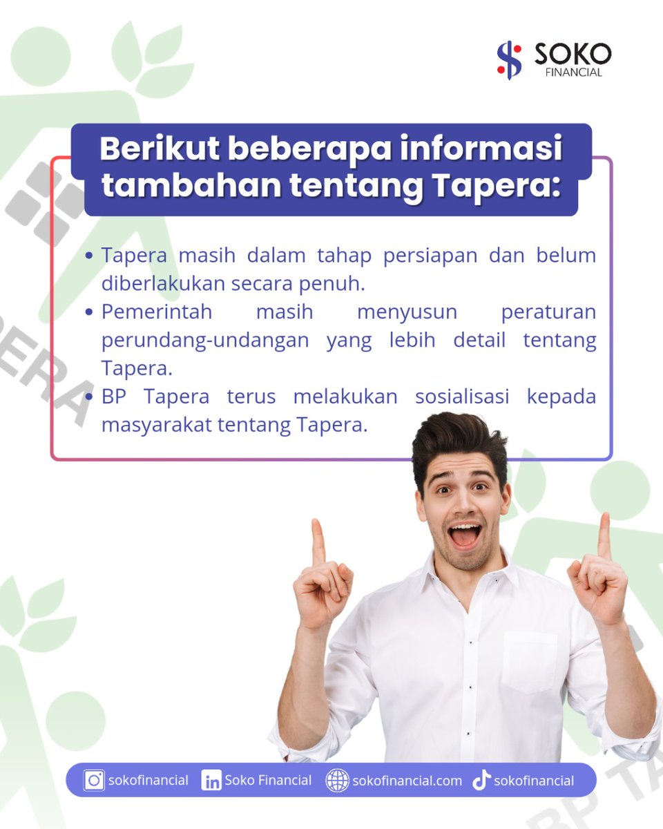 sokofinancial's tweet photo. Tapera, Tabungan Perumahan Rakyat, kembali menjadi sorotan dan perdebatan. Tapi, apa sih Tapera? 🤔 Program ini diusulkan sebagai solusi baru untuk membantu rakyat Indonesia memiliki rumah impian mereka.

#Tapera #PerumahanRakyat #RumahImpian #SokoFinancial #SobatSoko https://t.co/r3D581Q6l5
