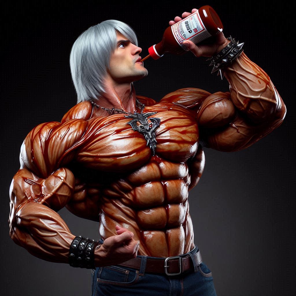 SaucingDante's tweet photo. #Dante #DevilMayCry #DMC #BBQSauce #Sauce #Muscle https://t.co/AXxipuZBvF