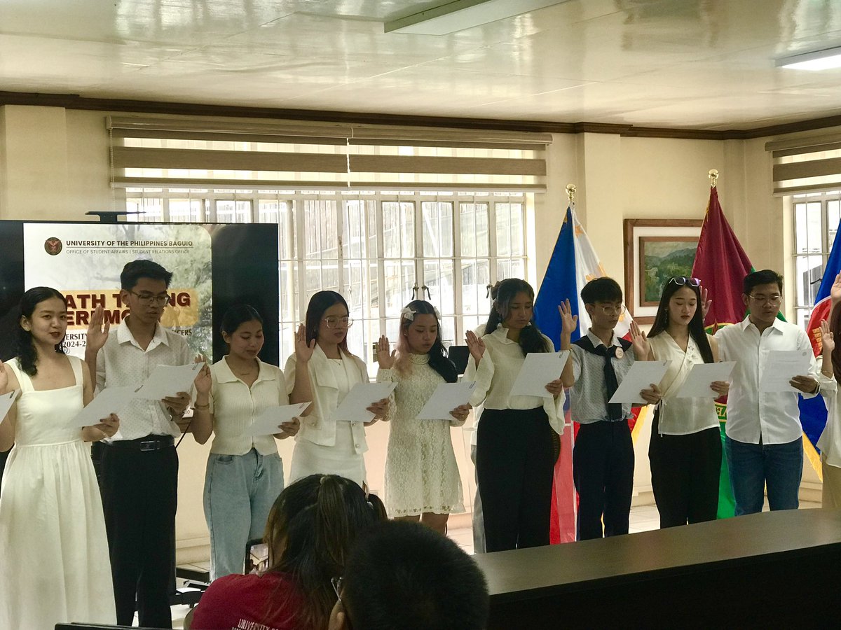 LOOK: The newly elected members of the University of the Philippines Baguio Student Council took their oath of office today, June 7 at the UP Baguio Chancellor's Office Boardroom.

#SCrutiny2024