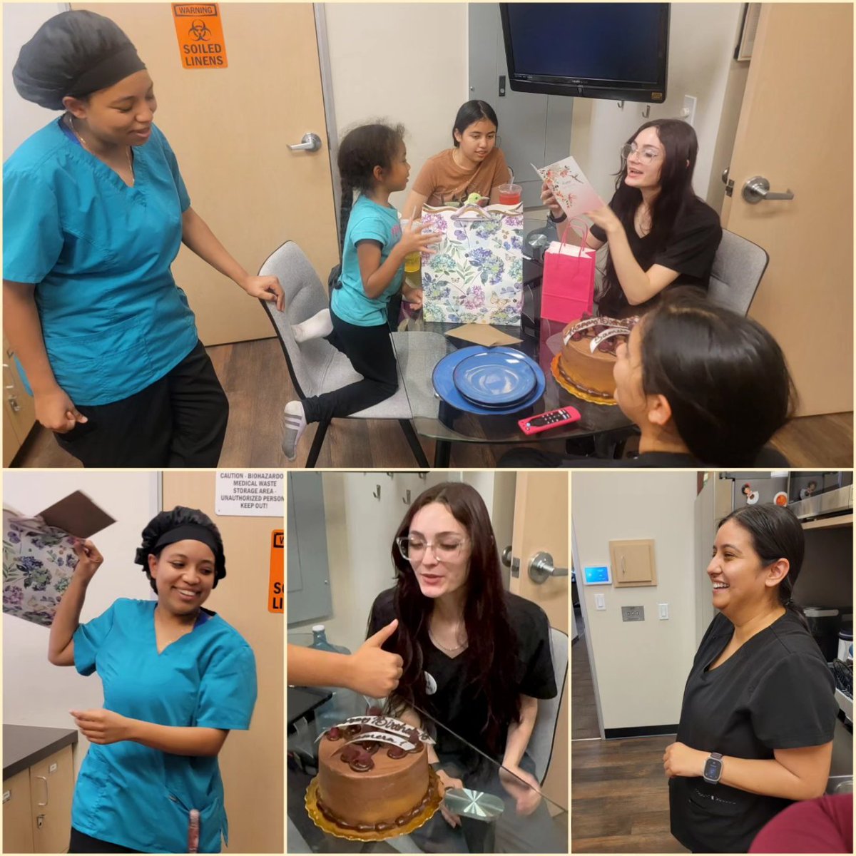 sandrareyesdds's tweet photo. Today, we celebrated Samera's 20th #birthday ! HAPPY BIRTHDAY! We treated her to lunch of her choosing, had #chocolateraspberry cake and opened gifts. Have a wonderful birthday!
#ilovedoc #dentallife #dentist #reyesdental #happybirthday #lovemystaff #lovemyteam https://t.co/2Clv2ogrQy