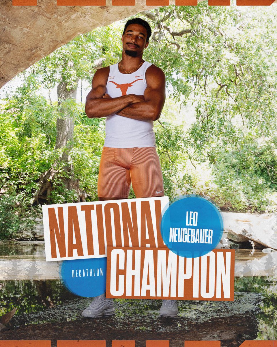 TexasTFXC's tweet photo. Your back-to-back decathlon NCAA CHAMPION with 8,961 points ‼️🤘

#FloKnows x #HookEm x #NCAATF https://t.co/C037nlEQuE