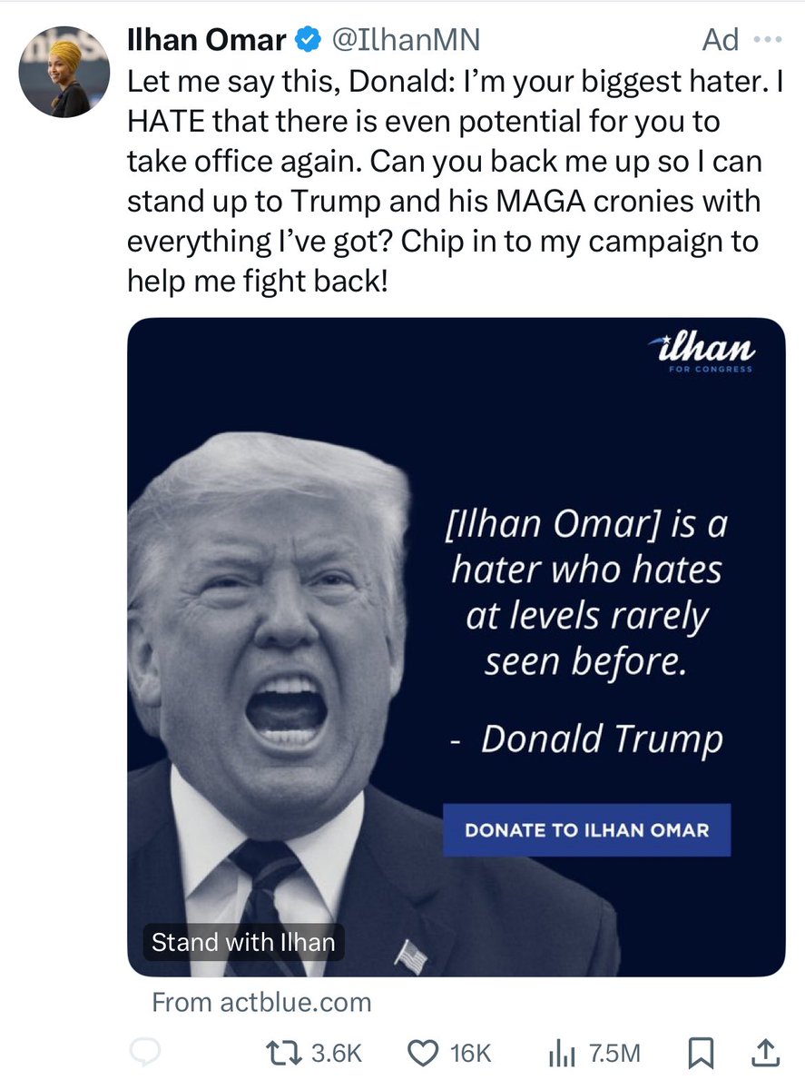 pureblood55's tweet image. I love how @IlhanMN (anti-American terrorist pretending to be a congresswoman) doesn’t allow people to comment because she knows everyone is onto her brother-loving, anti-America scam &amp;amp; will call her out. Trump’s 1st move should be to deport her &amp;amp; her terrorist pals. #beyondhate