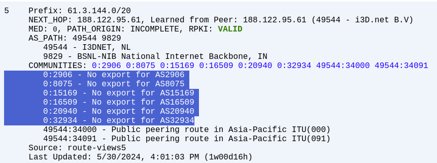 anurag_bhatia's tweet photo. Who does BSNL #AS9829 considers peer and avoids via IXP in India? 

Netflix, Microsoft, Google, AWS, Akamai and Facebook. 

https://t.co/hbxILjmOYU

#Peering https://t.co/R08VOoyTDH