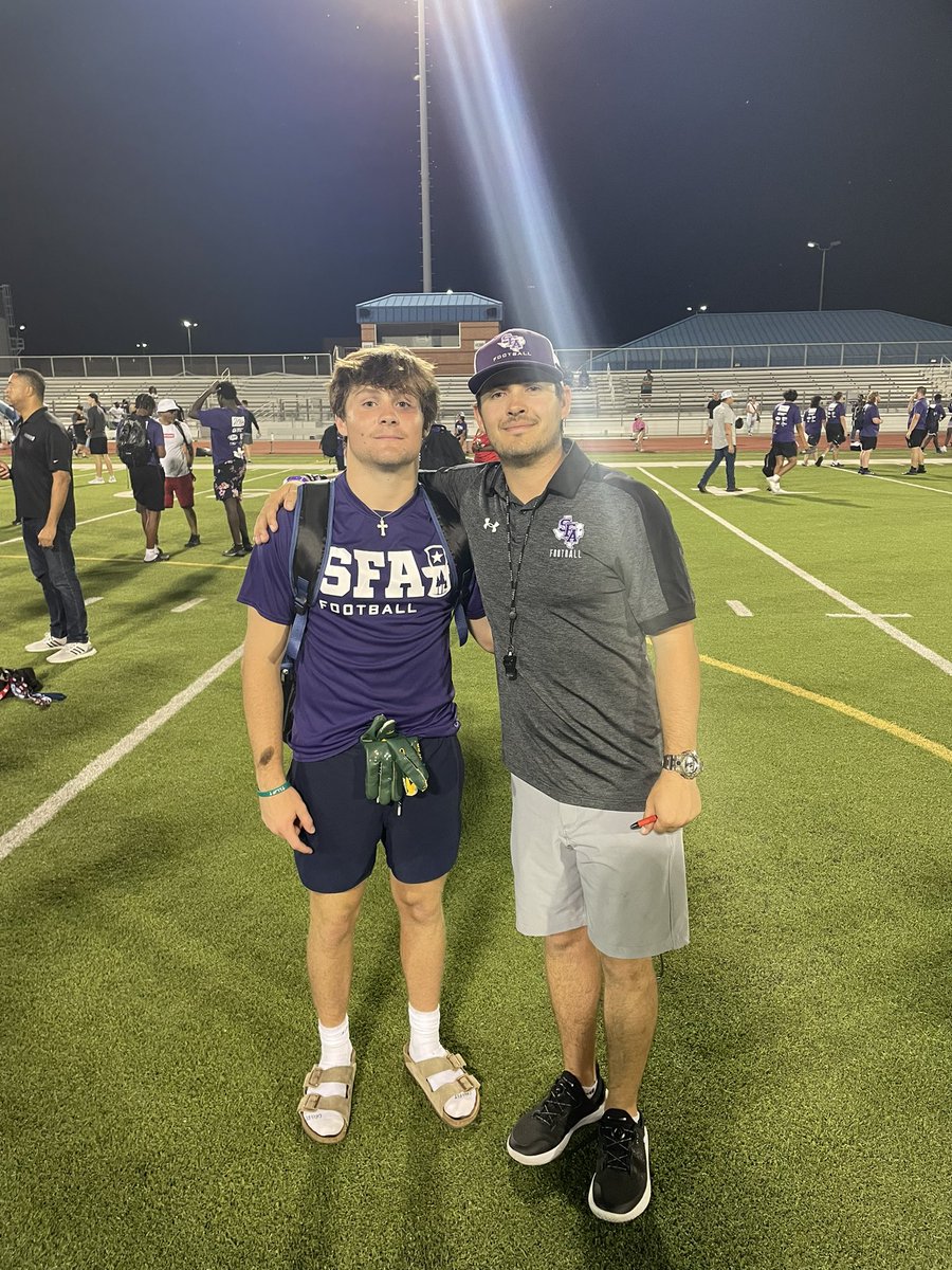 Parkerj_06's tweet photo. Had a great time competing at the SFA football camp yesterday!  Thanks coach Nelson for inviting me out! @CoachNikNelson @StratfordFB1 https://t.co/dR36a7x7Mf