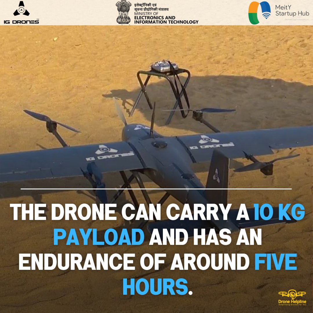 🏆@IGDrones, India’s top drone tech firm, wins UAV Tech Excellence Award for Skyhawk, the first 5G-enabled drone 
🚁Skyhawk, with vertical take-off and landing, can carry up to 10 kg payload for five hours.
source: t.ly/Dz0Jg
#drone #dronetechnology #droneinnovation